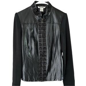 Y2K SLEEK VINTAGE Nygard Black Full Zip Leather Jacket Women's Size M 10-12